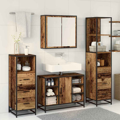 Bathroom Furniture Set with Door 3 pcs Old Wood Engineered Wood