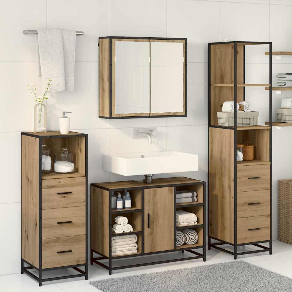 Bathroom Furniture Set 3 pcs Artisan Oak Engineered Wood