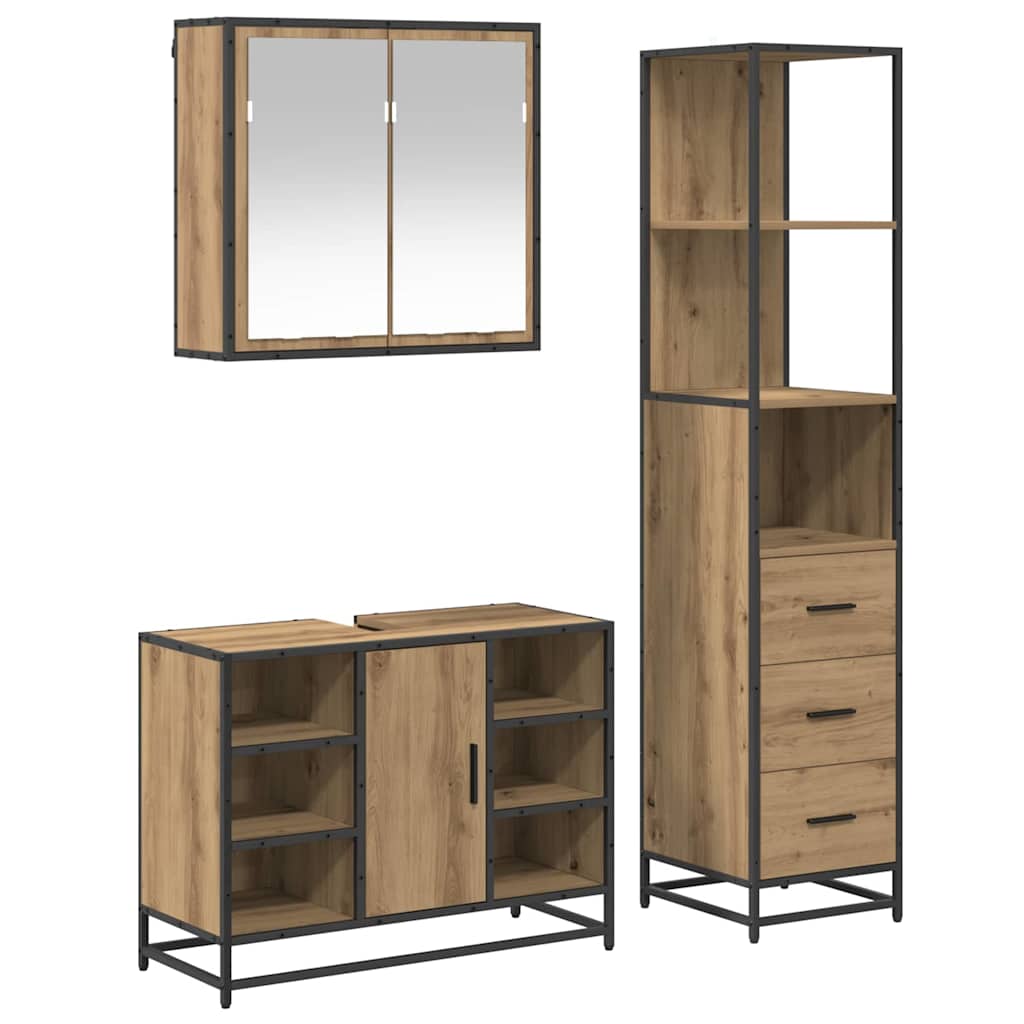 Bathroom Furniture Set 3 pcs Artisan Oak Engineered Wood