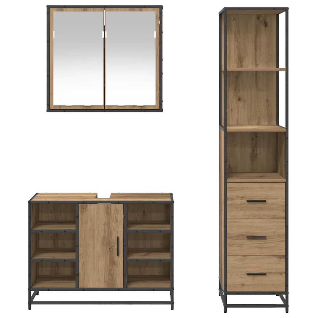 Bathroom Furniture Set 3 pcs Artisan Oak Engineered Wood