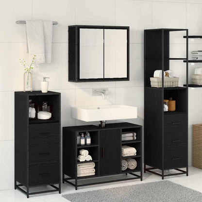 Bathroom Furniture Set 3 pcs Black Oak Engineered Wood
