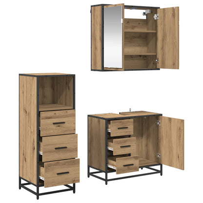 Bathroom Furniture Set 3 pcs Artisan Oak Engineered Wood