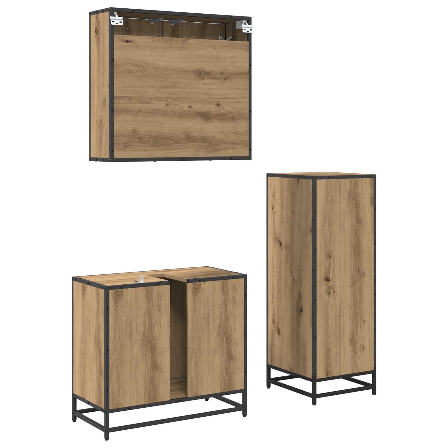 Bathroom Furniture Set 3 pcs Artisan Oak Engineered Wood