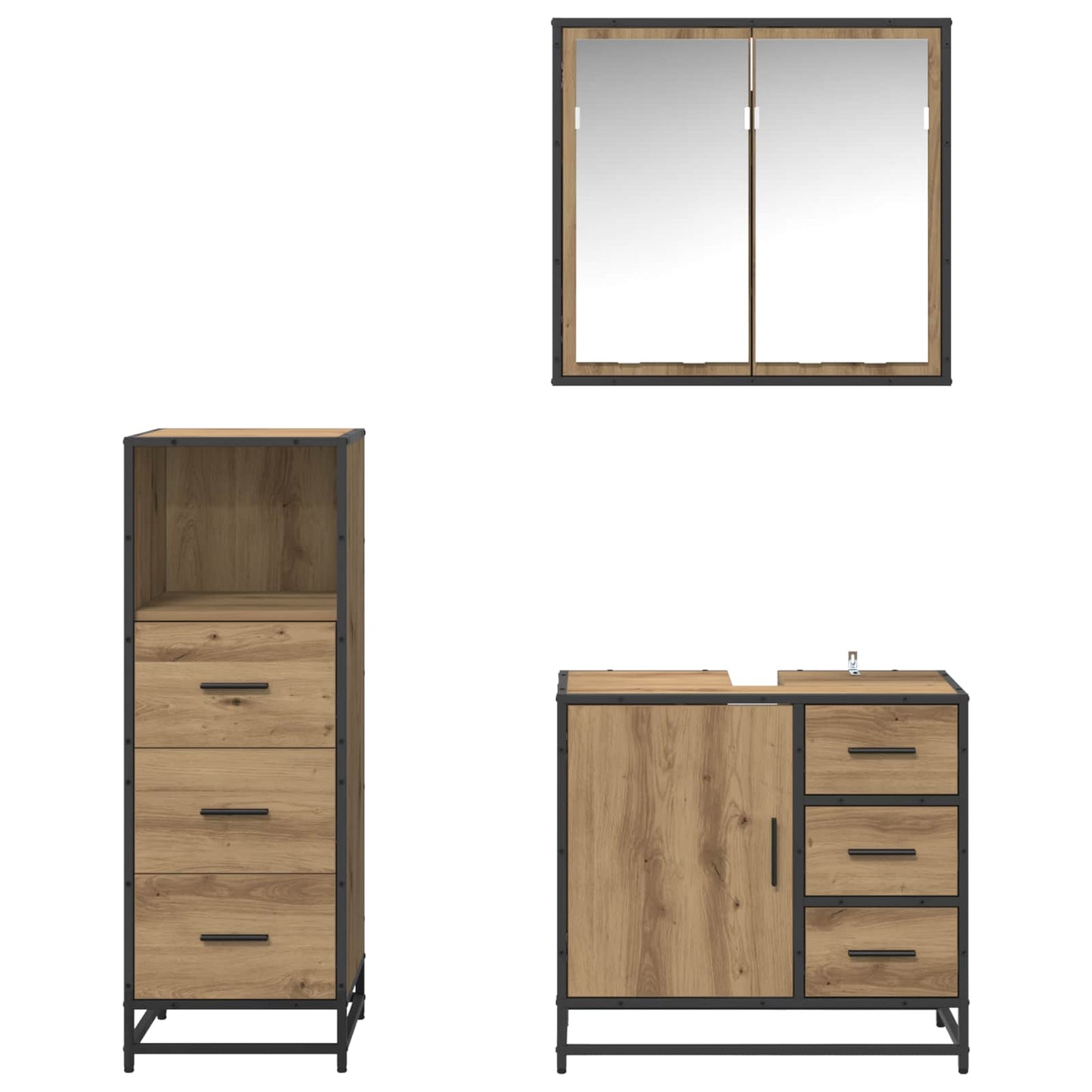 Bathroom Furniture Set 3 pcs Artisan Oak Engineered Wood