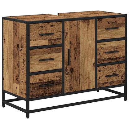 Bathroom Furniture Set with Door 2 pcs Old Wood Engineered Wood