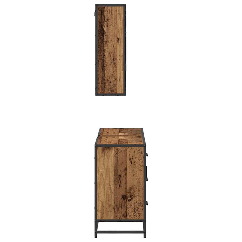 Bathroom Furniture Set with Door 2 pcs Old Wood Engineered Wood