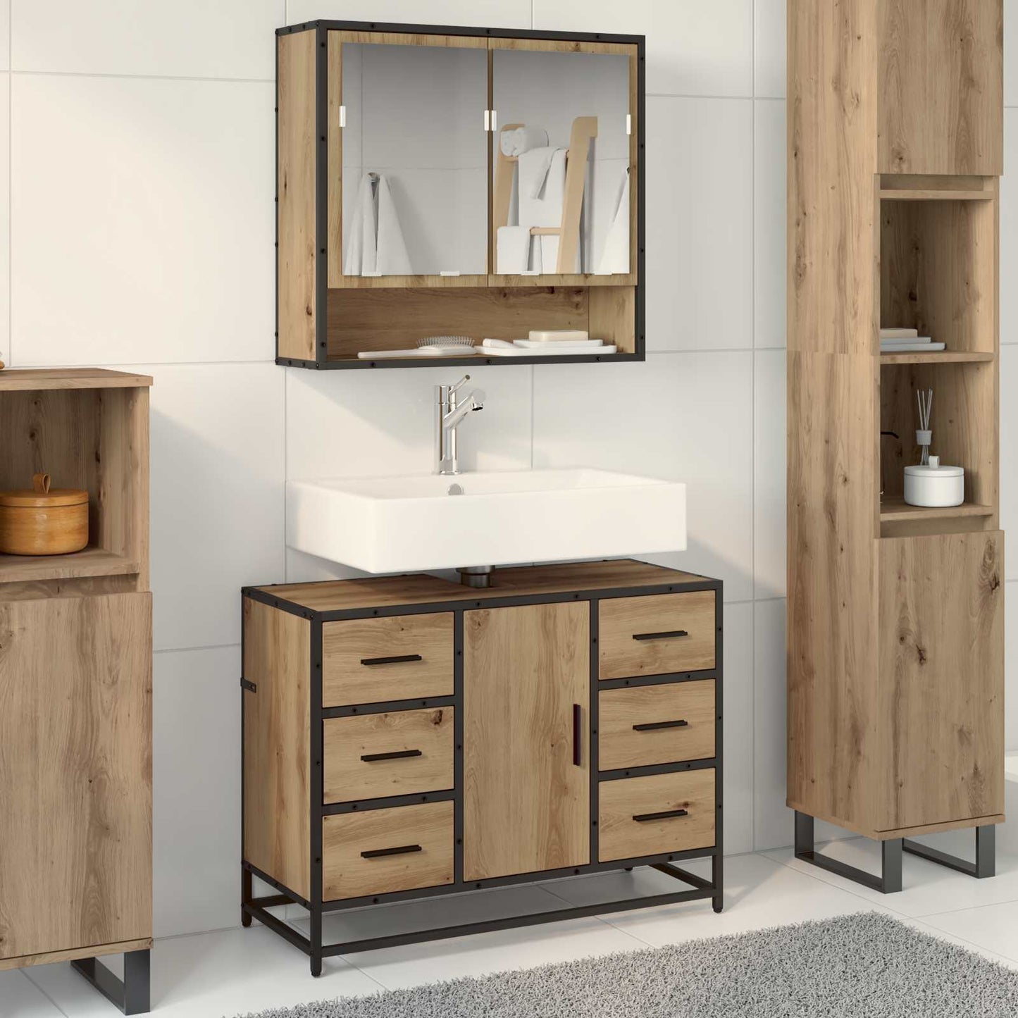 Bathroom Furniture Set 2 pcs Artisan Oak Engineered Wood