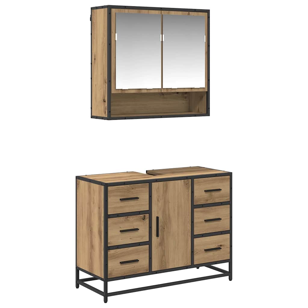 Bathroom Furniture Set 2 pcs Artisan Oak Engineered Wood