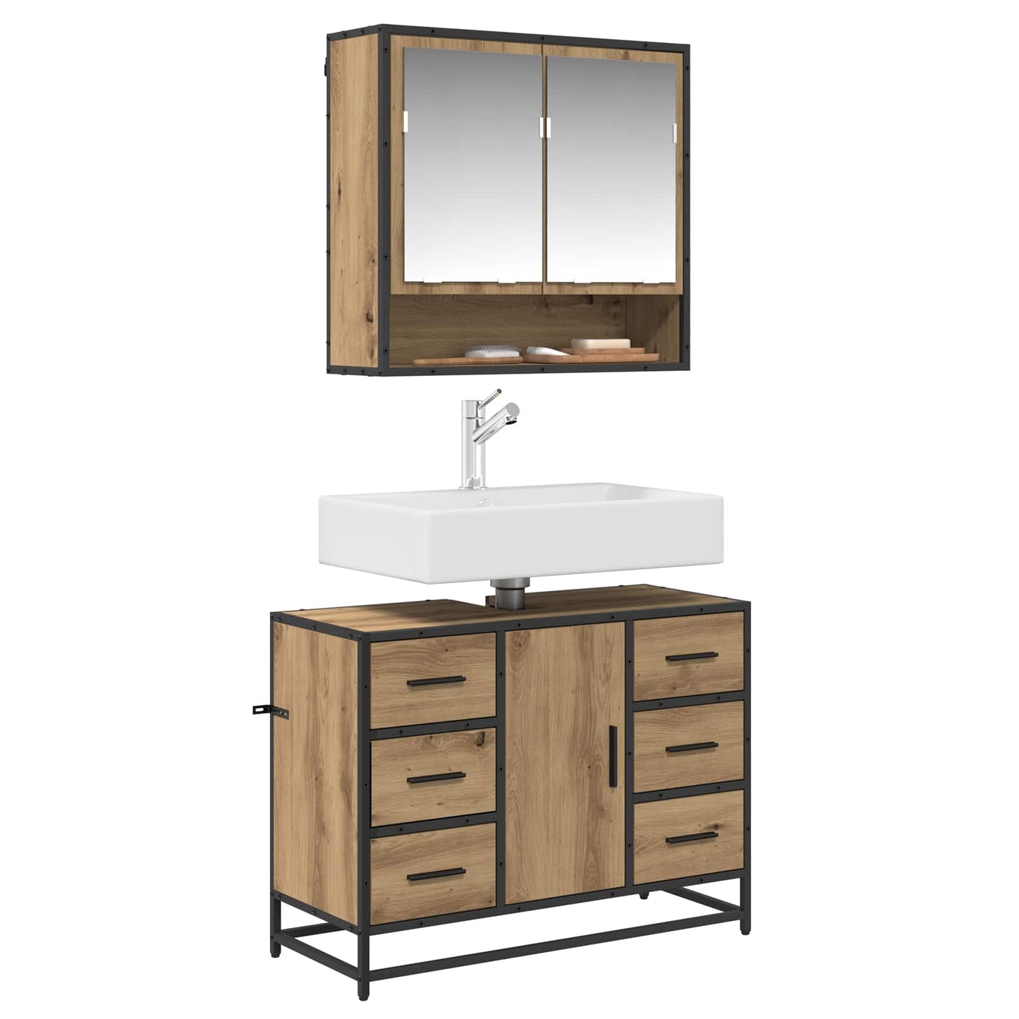 Bathroom Furniture Set 2 pcs Artisan Oak Engineered Wood