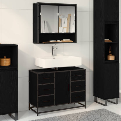 Bathroom Furniture Set 2 pcs Black Oak Engineered Wood