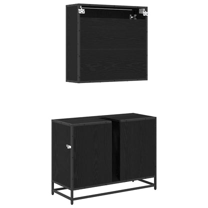 Bathroom Furniture Set 2 pcs Black Oak Engineered Wood