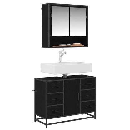 Bathroom Furniture Set 2 pcs Black Oak Engineered Wood