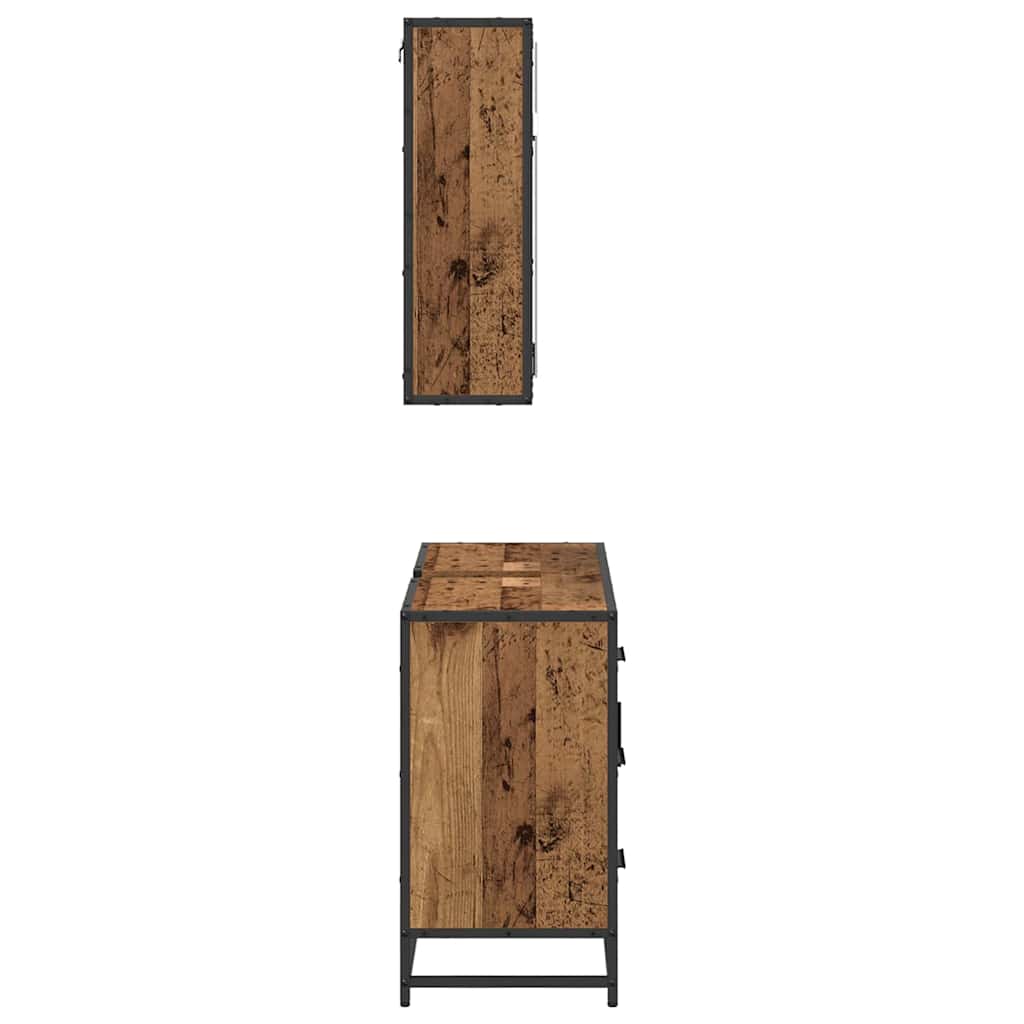 Bathroom Furniture Set with Door 2 pcs Old Wood Engineered Wood