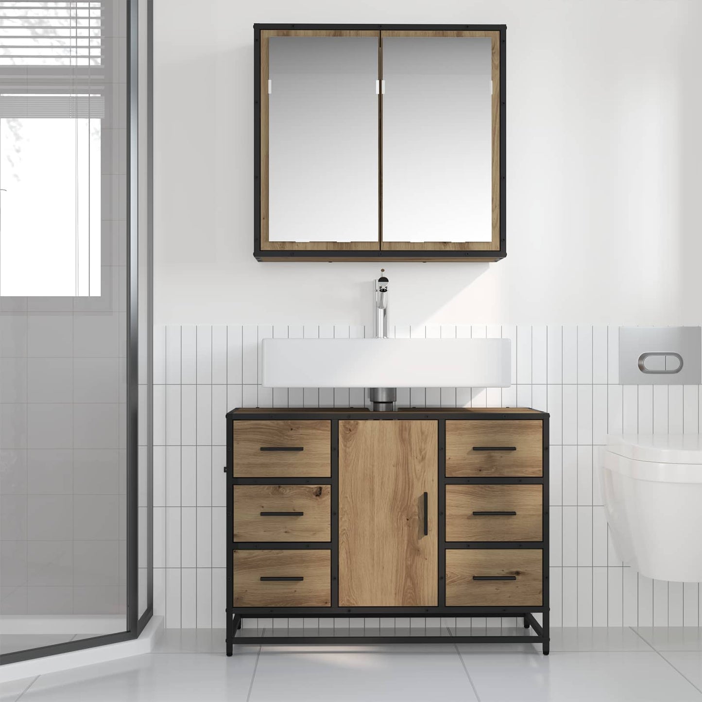 Bathroom Furniture Set 2 pcs Artisan Oak Engineered Wood