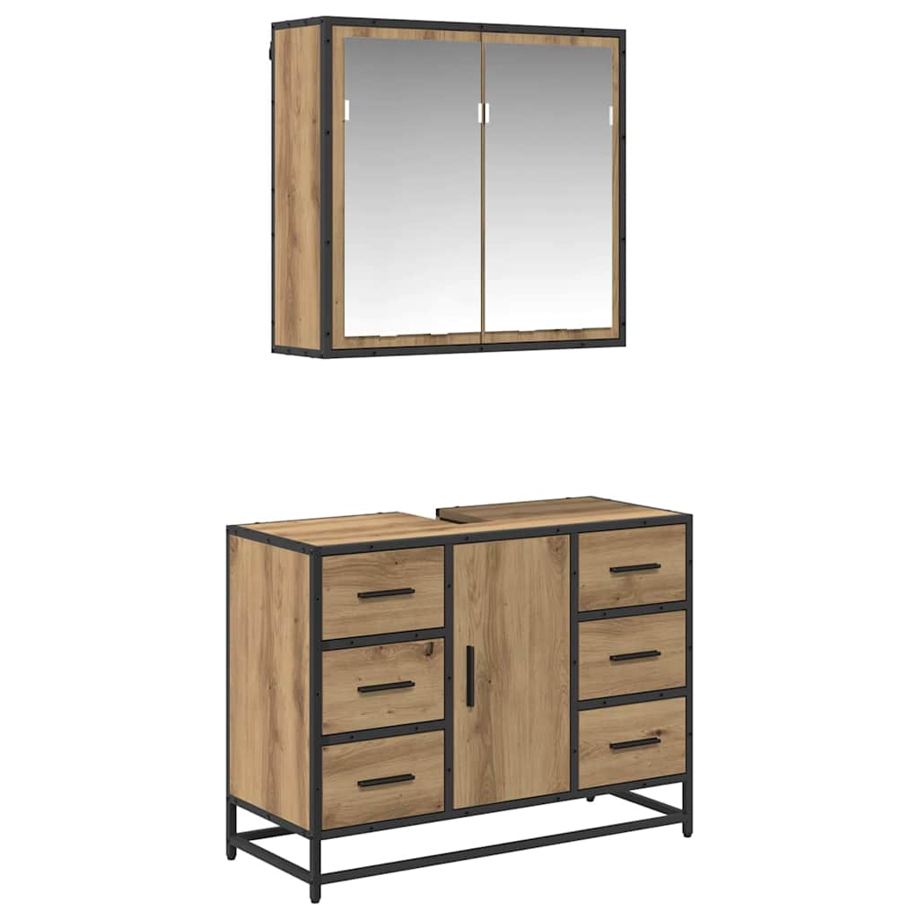 Bathroom Furniture Set 2 pcs Artisan Oak Engineered Wood