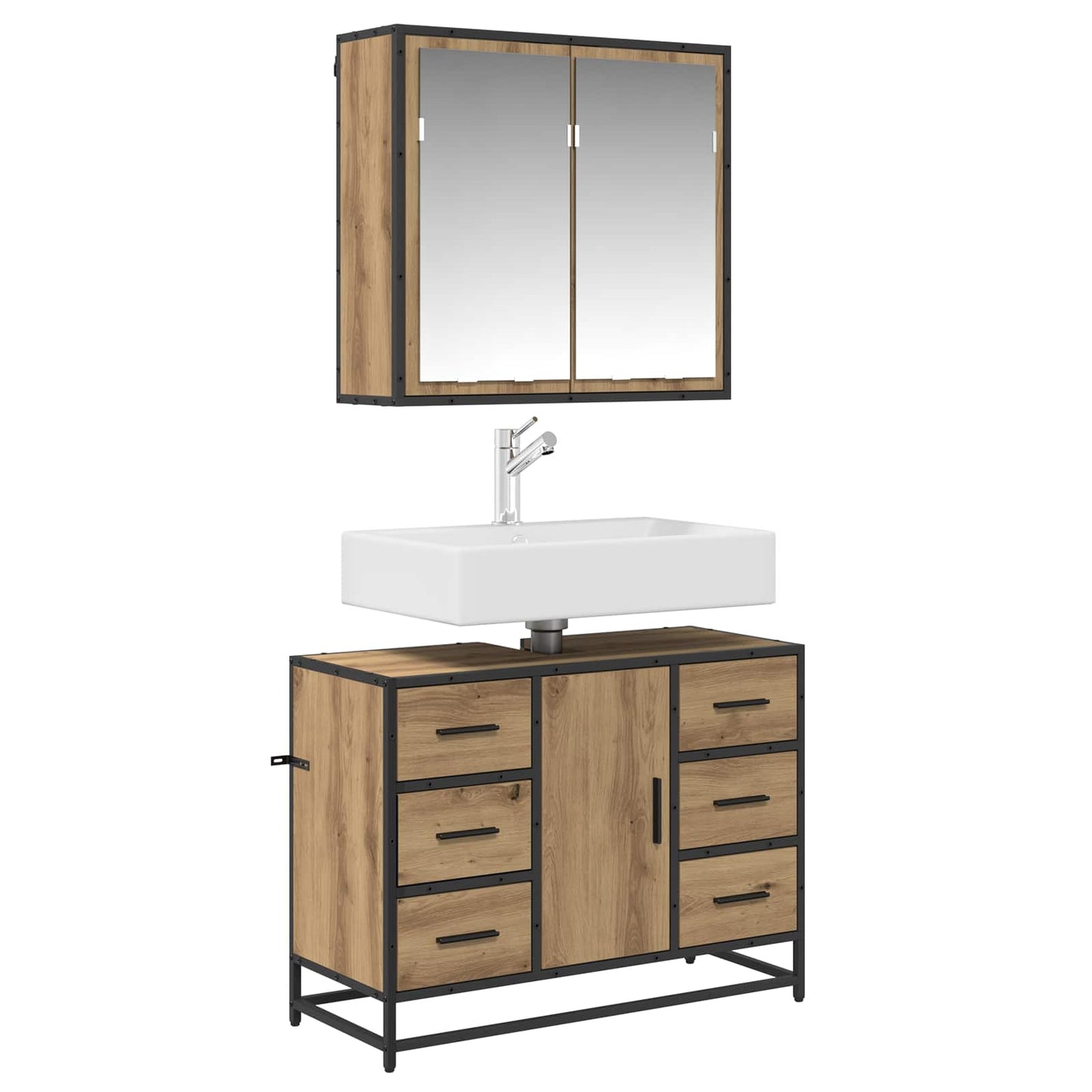 Bathroom Furniture Set 2 pcs Artisan Oak Engineered Wood