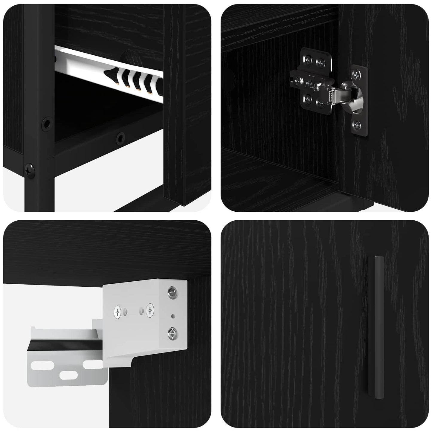 Bathroom Furniture Set 3 pcs Black Oak Engineered Wood