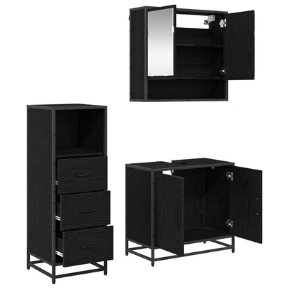 Bathroom Furniture Set 3 pcs Black Oak Engineered Wood