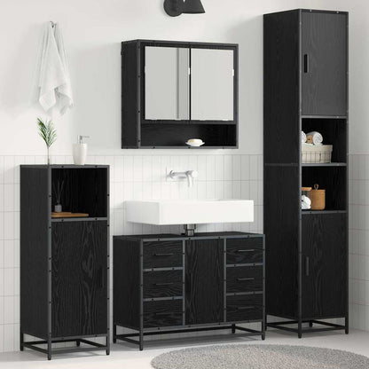 Bathroom Furniture Set 4 pcs Black Oak Engineered Wood