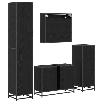 Bathroom Furniture Set 4 pcs Black Oak Engineered Wood