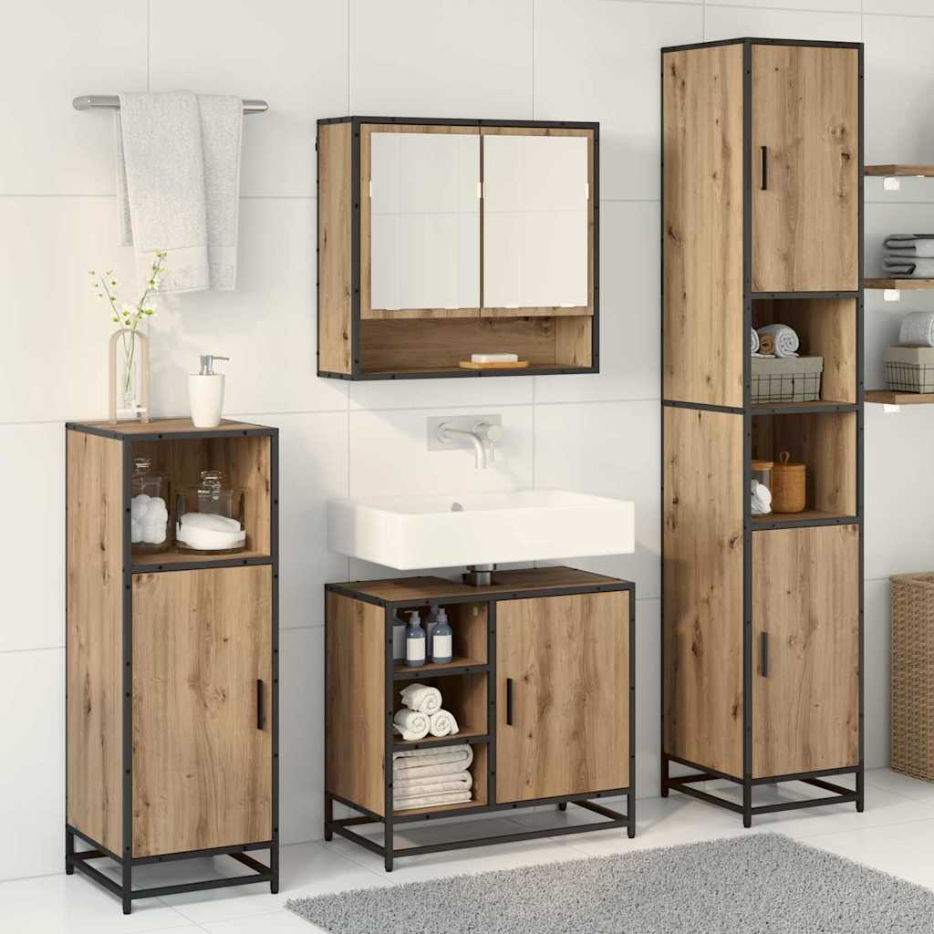 Bathroom Furniture Set 3 pcs Artisan Oak Engineered Wood