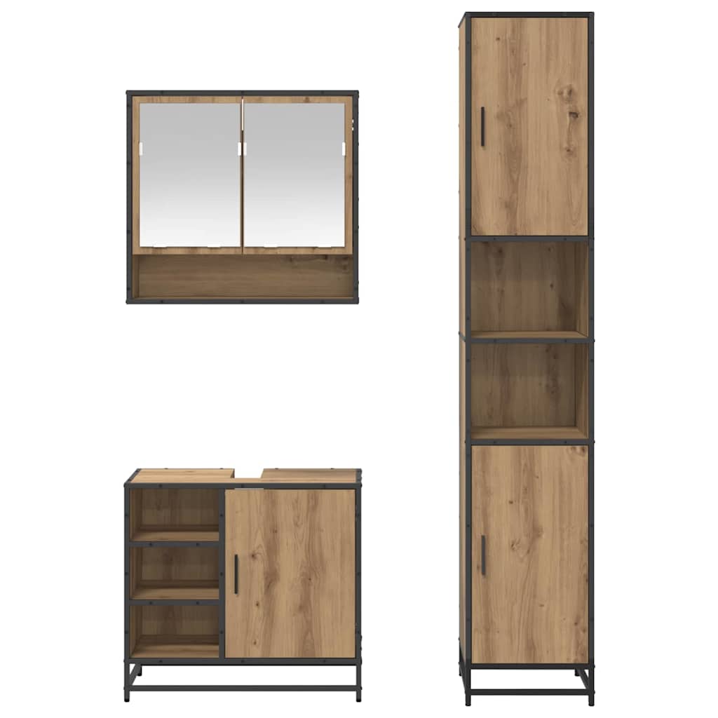 Bathroom Furniture Set 3 pcs Artisan Oak Engineered Wood