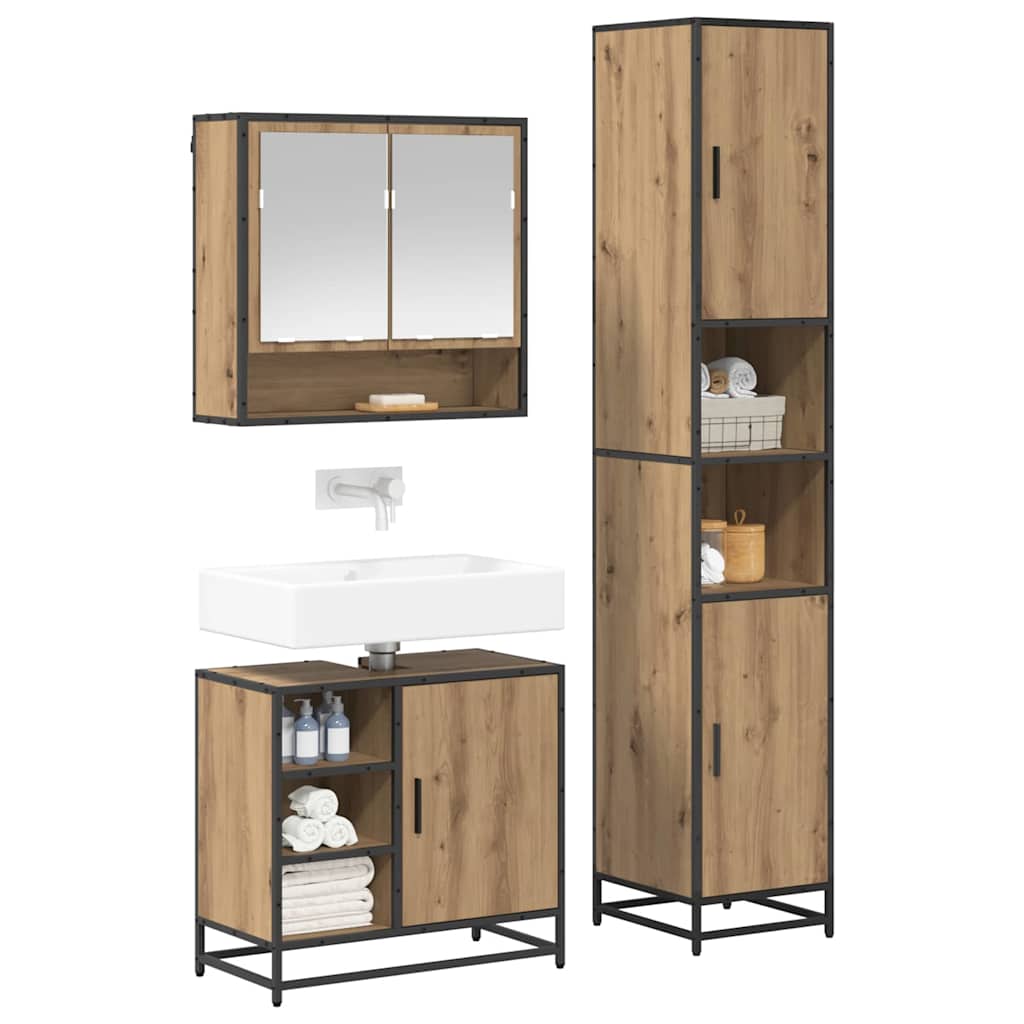 Bathroom Furniture Set 3 pcs Artisan Oak Engineered Wood