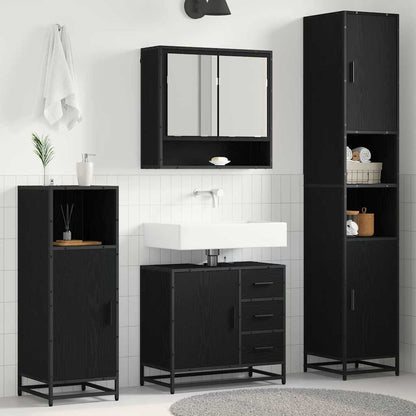 Bathroom Furniture Set 4 pcs Black Oak Engineered Wood