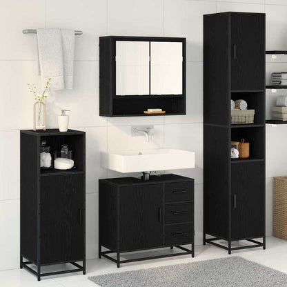 Bathroom Furniture Set 4 pcs Black Oak Engineered Wood