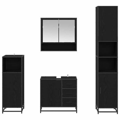 Bathroom Furniture Set 4 pcs Black Oak Engineered Wood