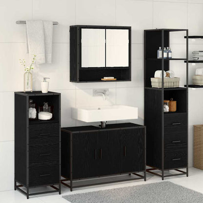 Bathroom Furniture Set with Door 3 pcs Old Wood Engineered Wood