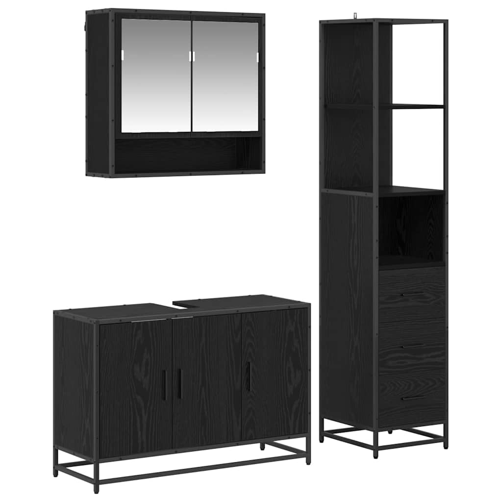 Bathroom Furniture Set with Door 3 pcs Old Wood Engineered Wood