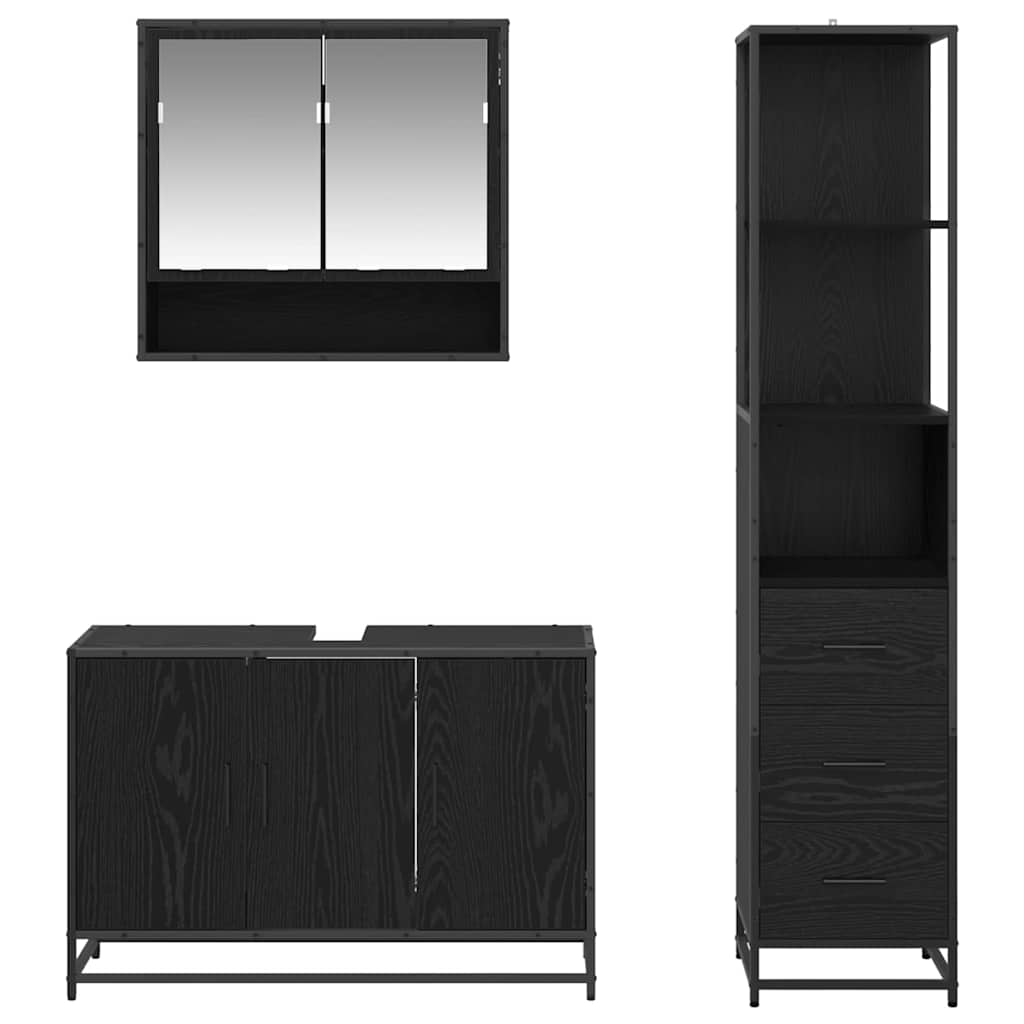 Bathroom Furniture Set with Door 3 pcs Old Wood Engineered Wood