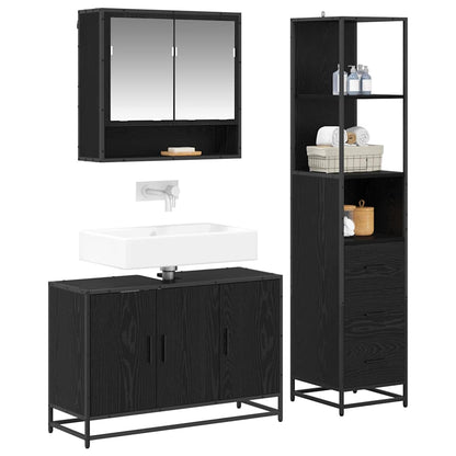 Bathroom Furniture Set with Door 3 pcs Old Wood Engineered Wood