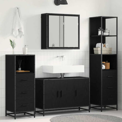 Bathroom Furniture Set 3 pcs Black Oak Engineered Wood