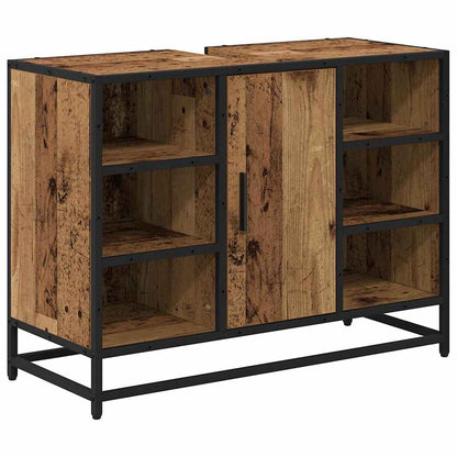 Bathroom Furniture Set with Door 2 pcs Old Wood Engineered Wood