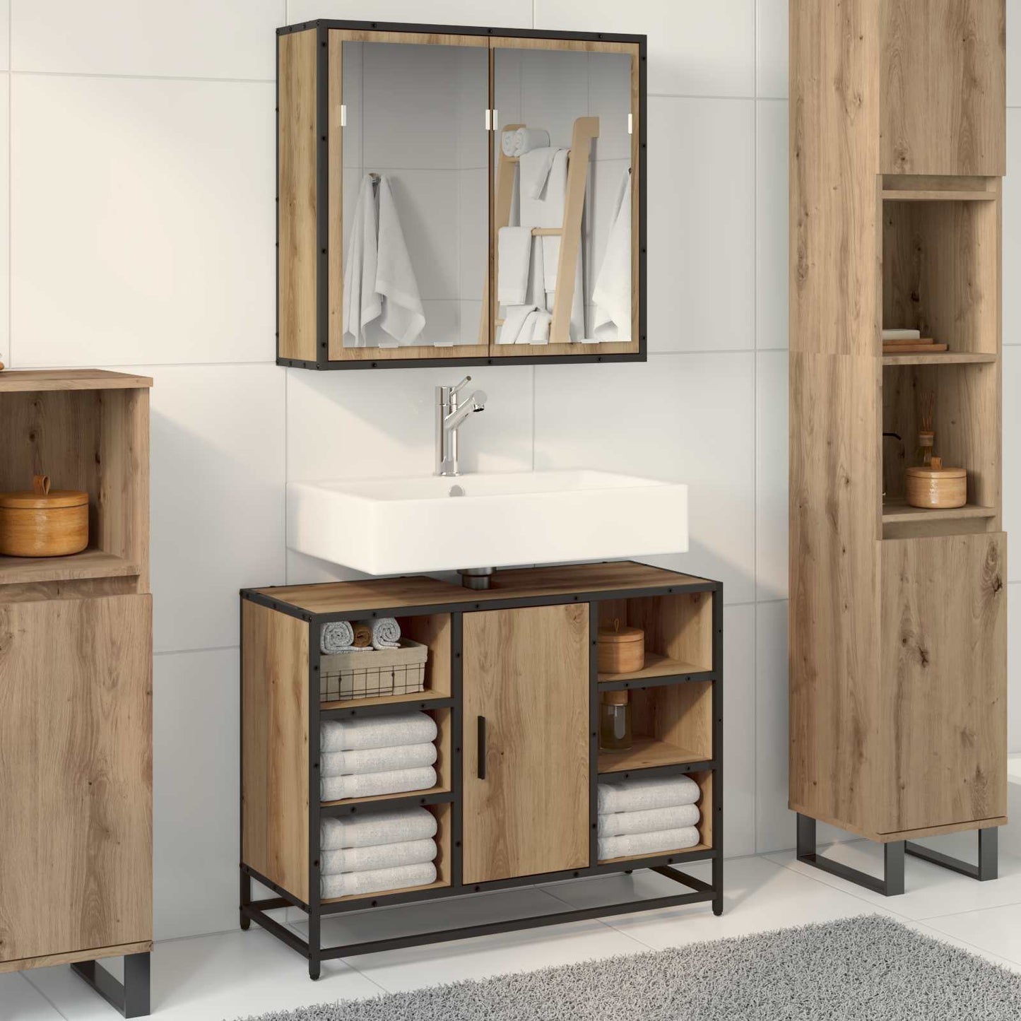 Bathroom Furniture Set 2 pcs Artisan Oak Engineered Wood