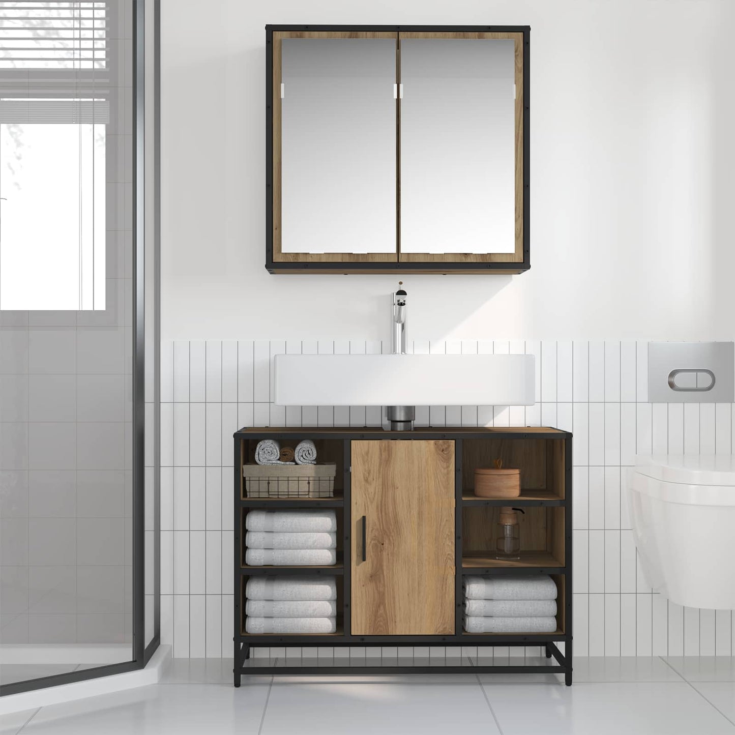 Bathroom Furniture Set 2 pcs Artisan Oak Engineered Wood