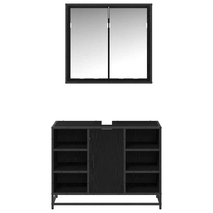 Bathroom Furniture Set 2 pcs Black Oak Engineered Wood