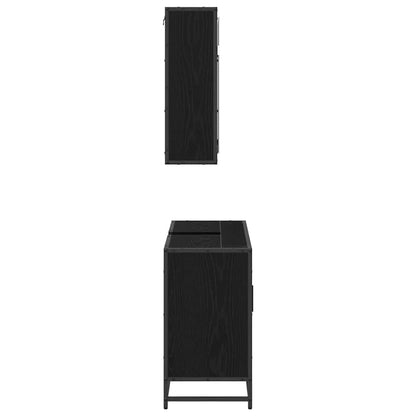 Bathroom Furniture Set 2 pcs Black Oak Engineered Wood