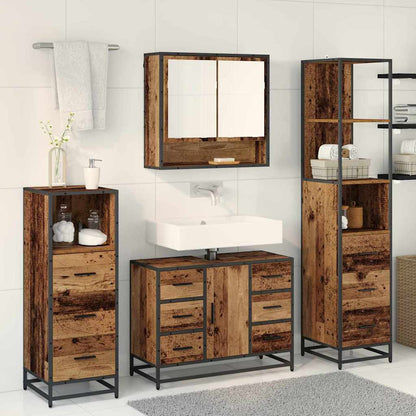 Bathroom Furniture Set with Door 4 pcs Old Wood Engineered Wood