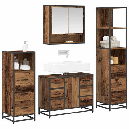 Bathroom Furniture Set with Door 4 pcs Old Wood Engineered Wood