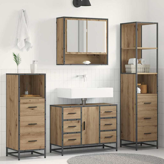 Bathroom Furniture Set 4 pcs Artisan Oak Engineered Wood