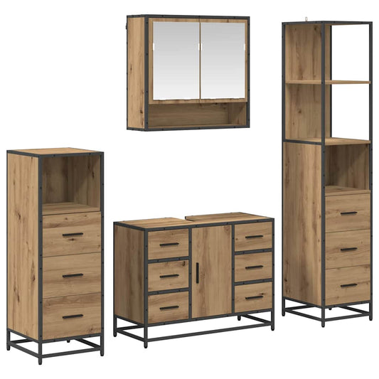 Bathroom Furniture Set 4 pcs Artisan Oak Engineered Wood