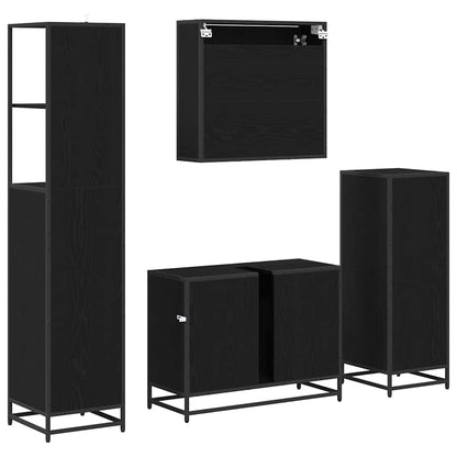 Bathroom Furniture Set 4 pcs Black Oak Engineered Wood