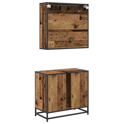 Bathroom Furniture Set with Door 2 pcs Old Wood Engineered Wood