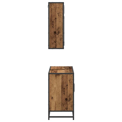 Bathroom Furniture Set with Door 2 pcs Old Wood Engineered Wood