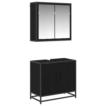 Bathroom Furniture Set 2 pcs Black Oak Engineered Wood