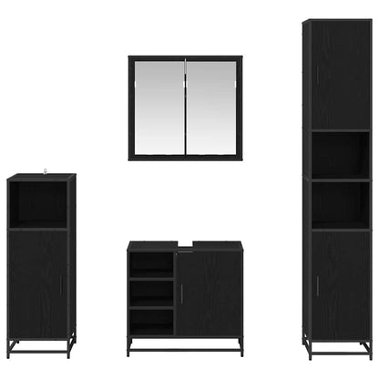 Bathroom Furniture Set 4 pcs Black Oak Engineered Wood