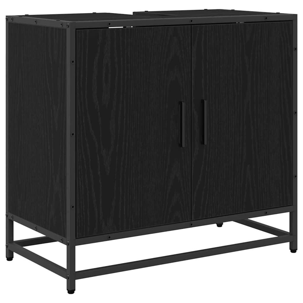Bathroom Furniture Set 4 pcs Black Oak Engineered Wood